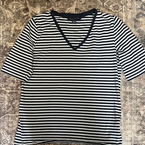 Jones New York Classic Striped V-Neck Tee